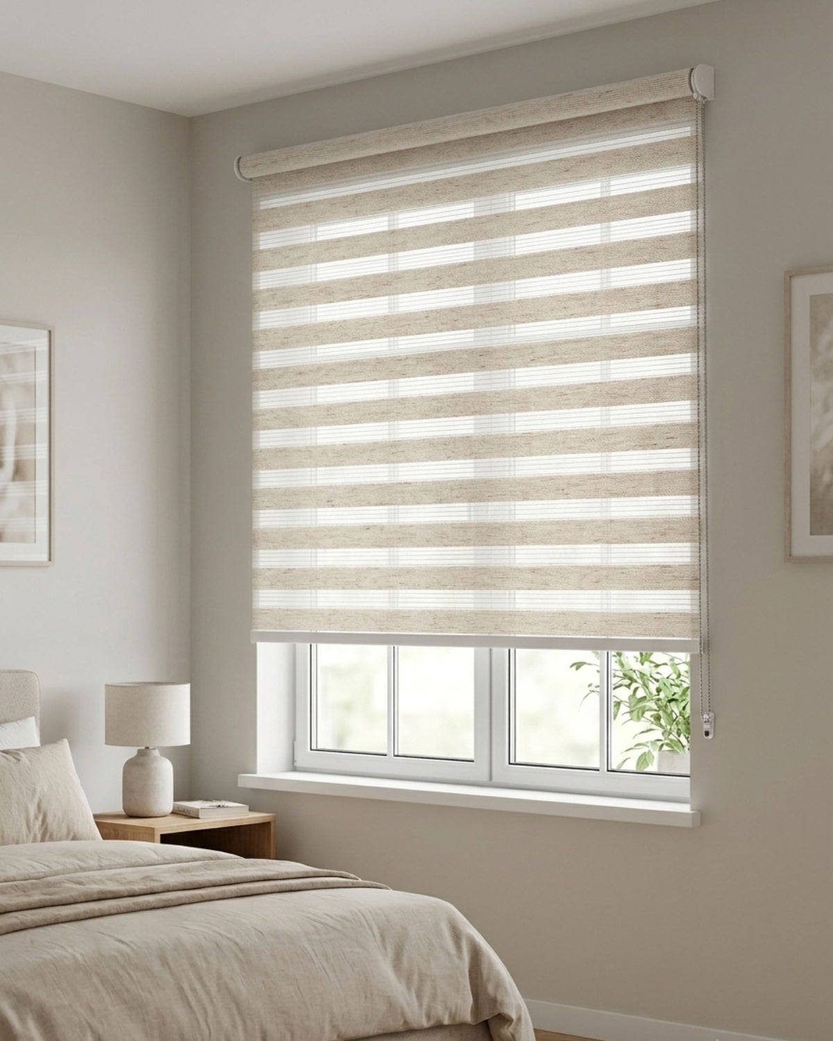 Ivory Oak Zebra Roller Blind
