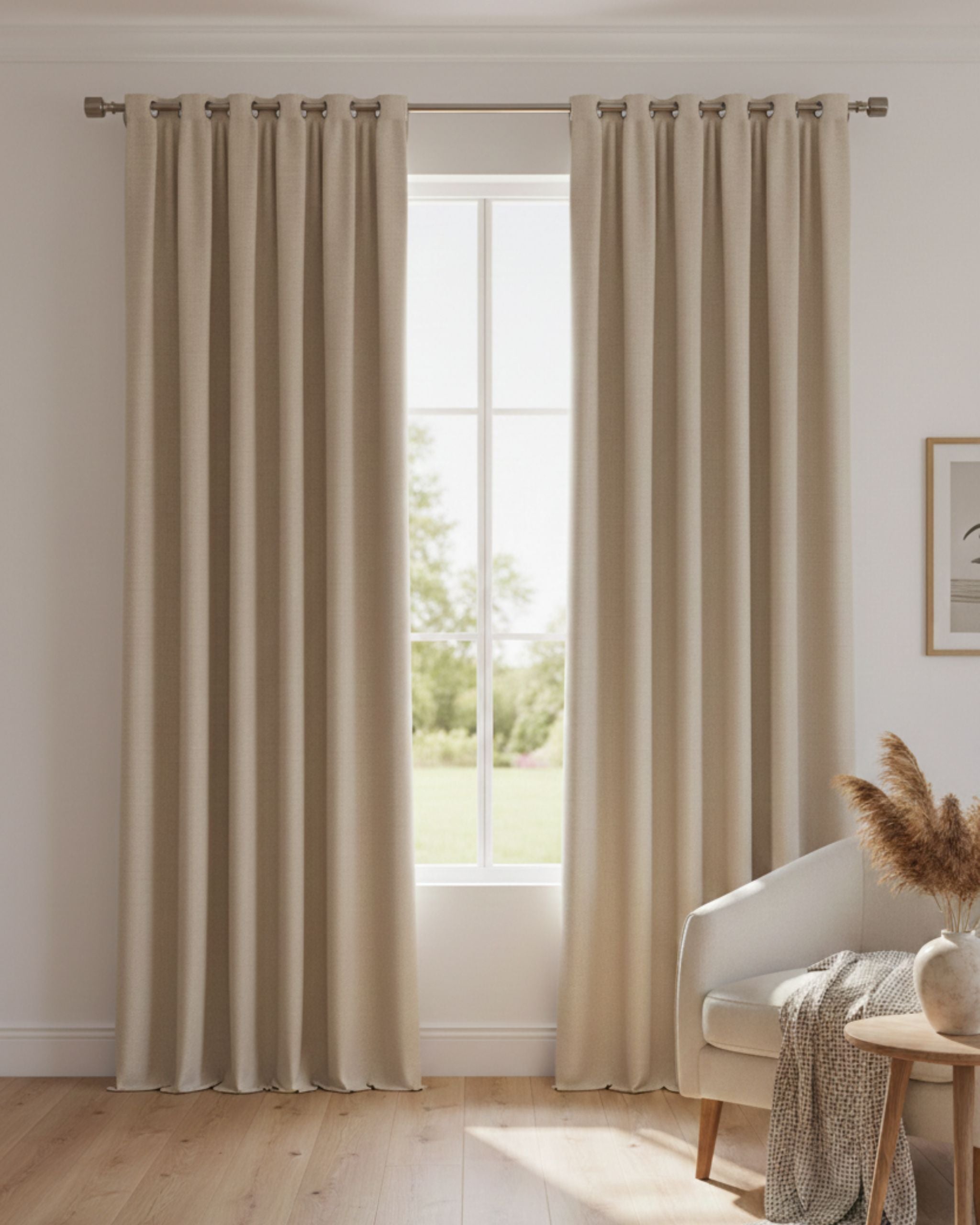 Beige Textured Neutral Curtain
