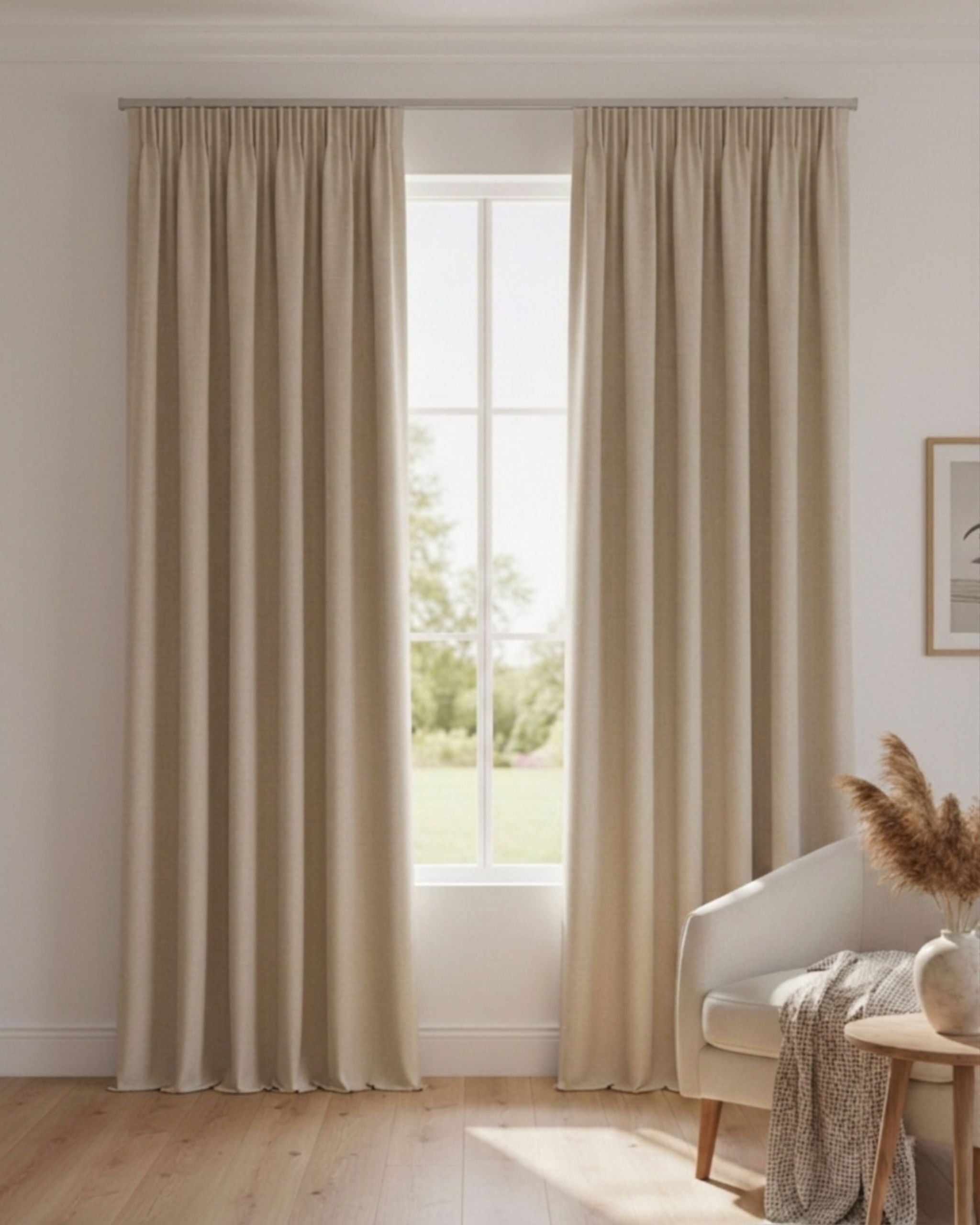 Beige Textured Neutral Curtain