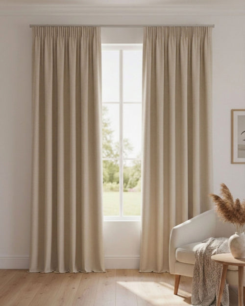 Beige Textured Neutral Curtain