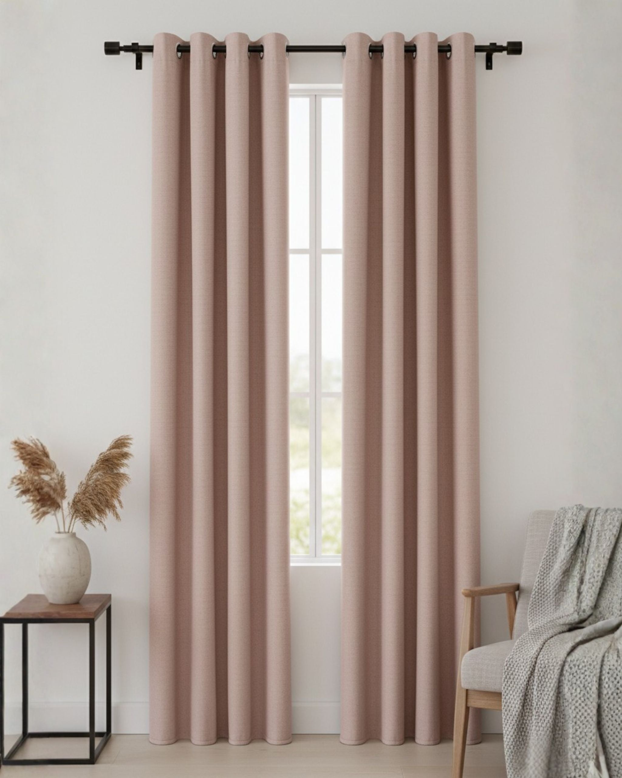 Blush Textured Neutral Curtain