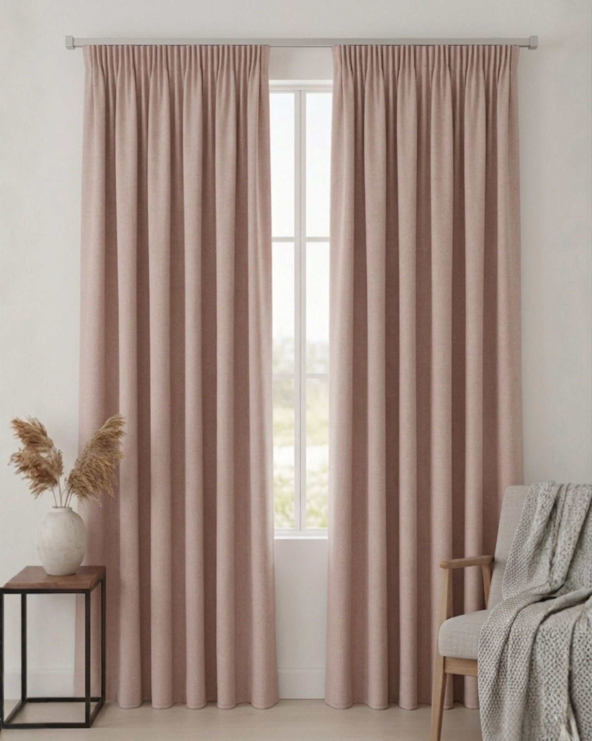 Blush Textured Neutral Curtain