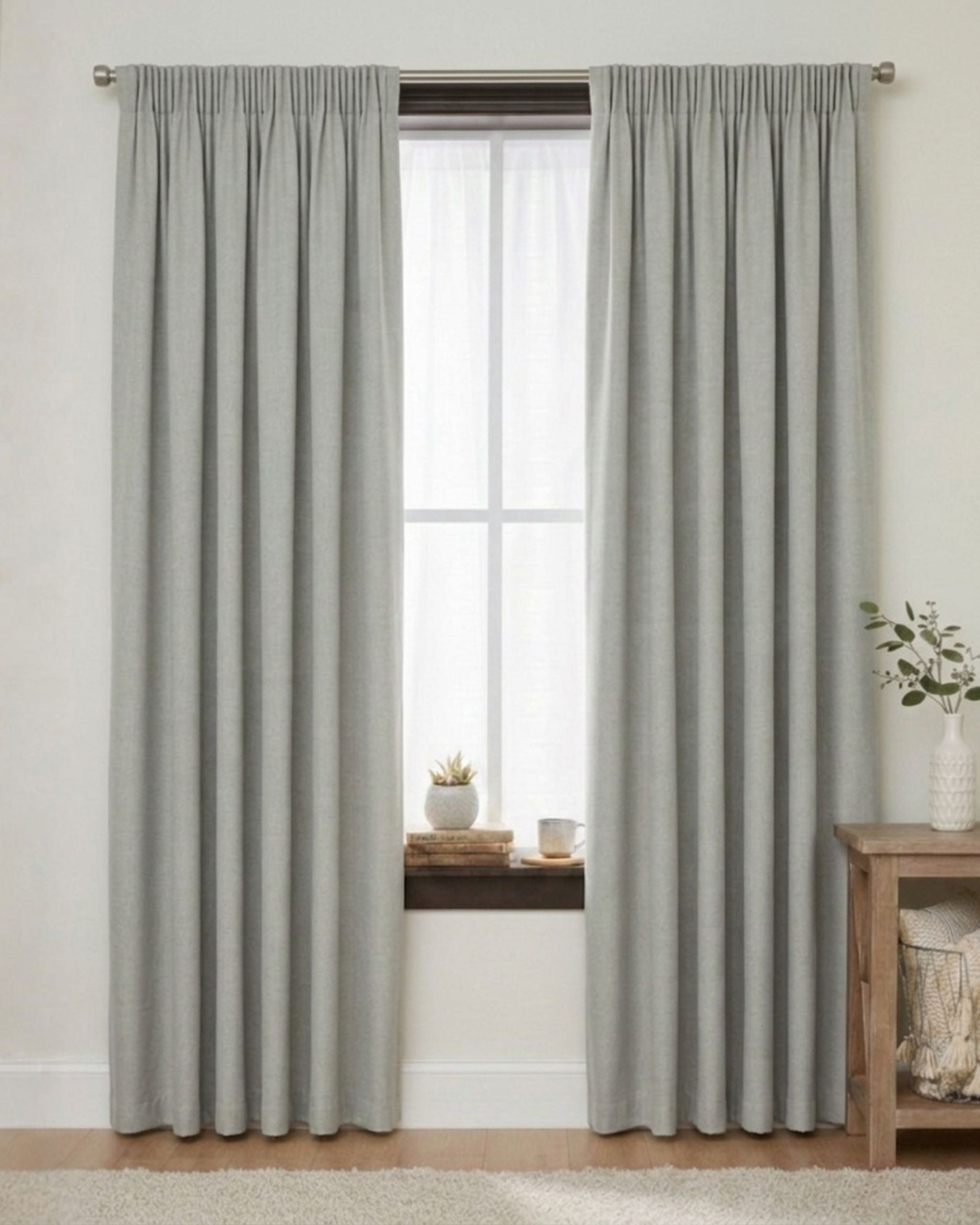 Classic Grey Textured Neutral Curtain