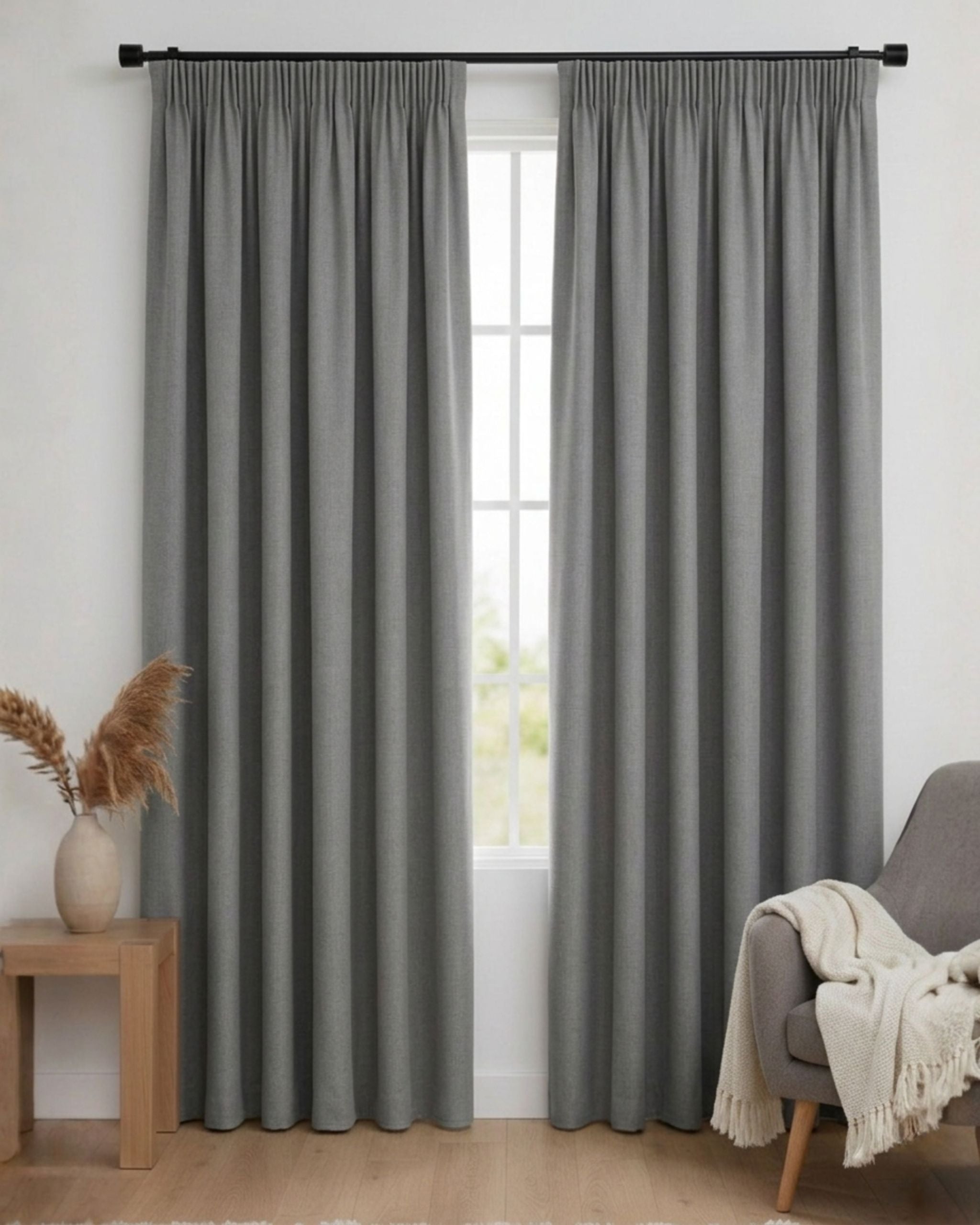Elephant Grey Textured Neutral Curtain