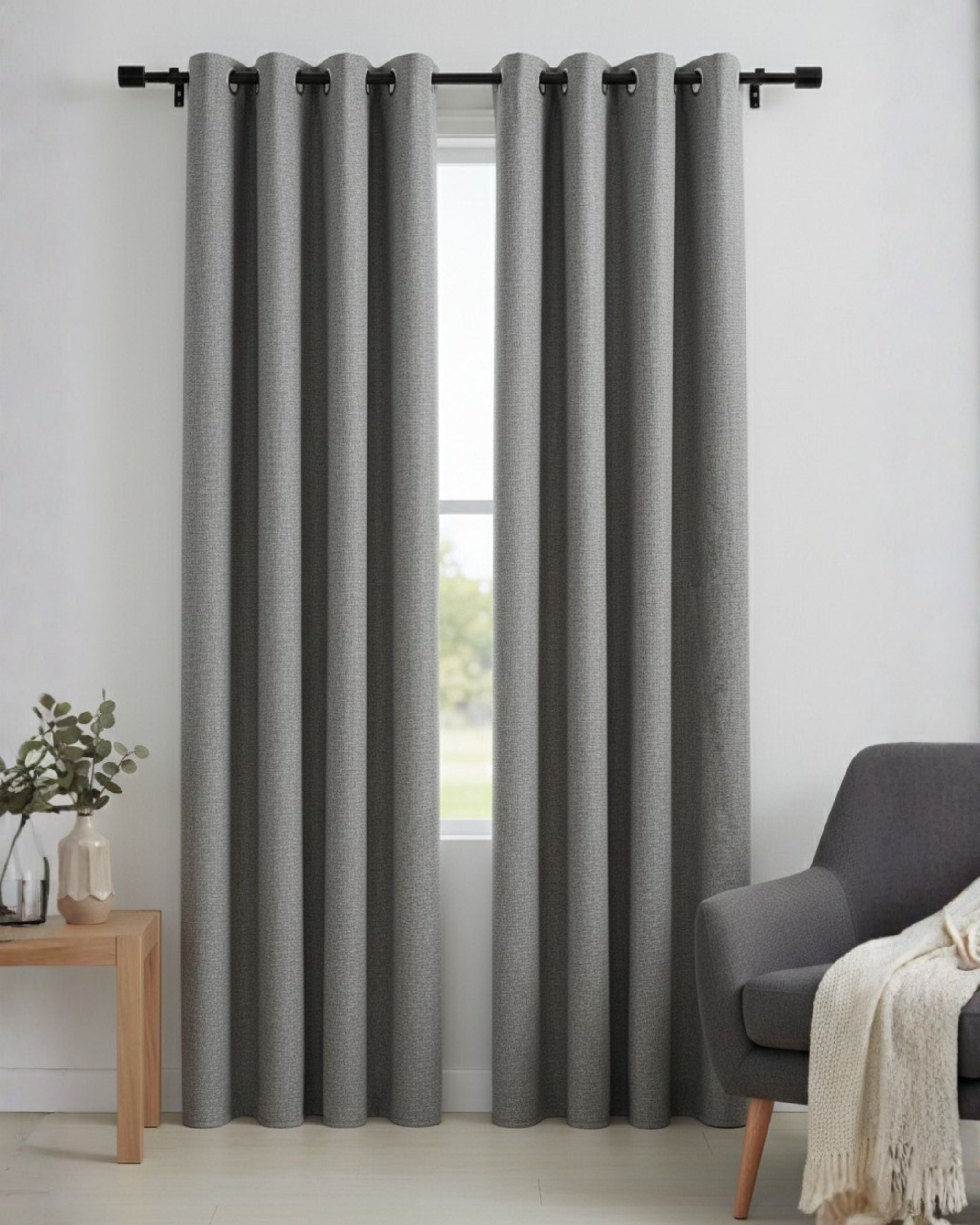 Slate Grey Linen Curtain