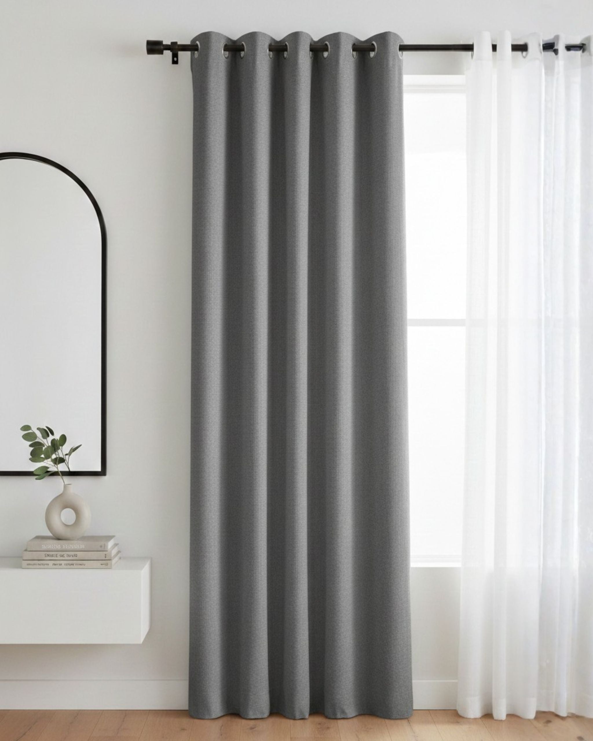 Graphite Signature Weave Curtain