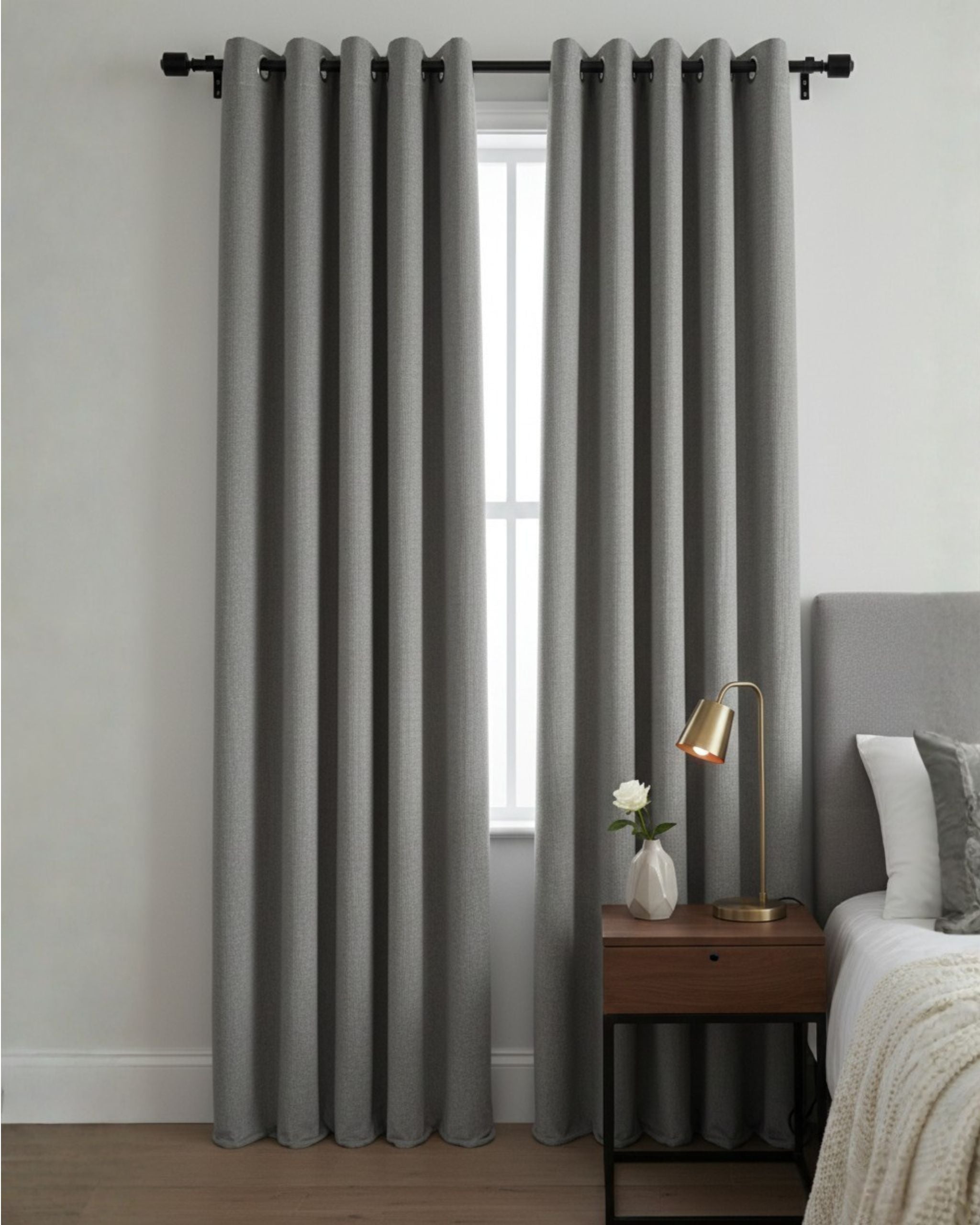 Graphite Signature Weave Curtain