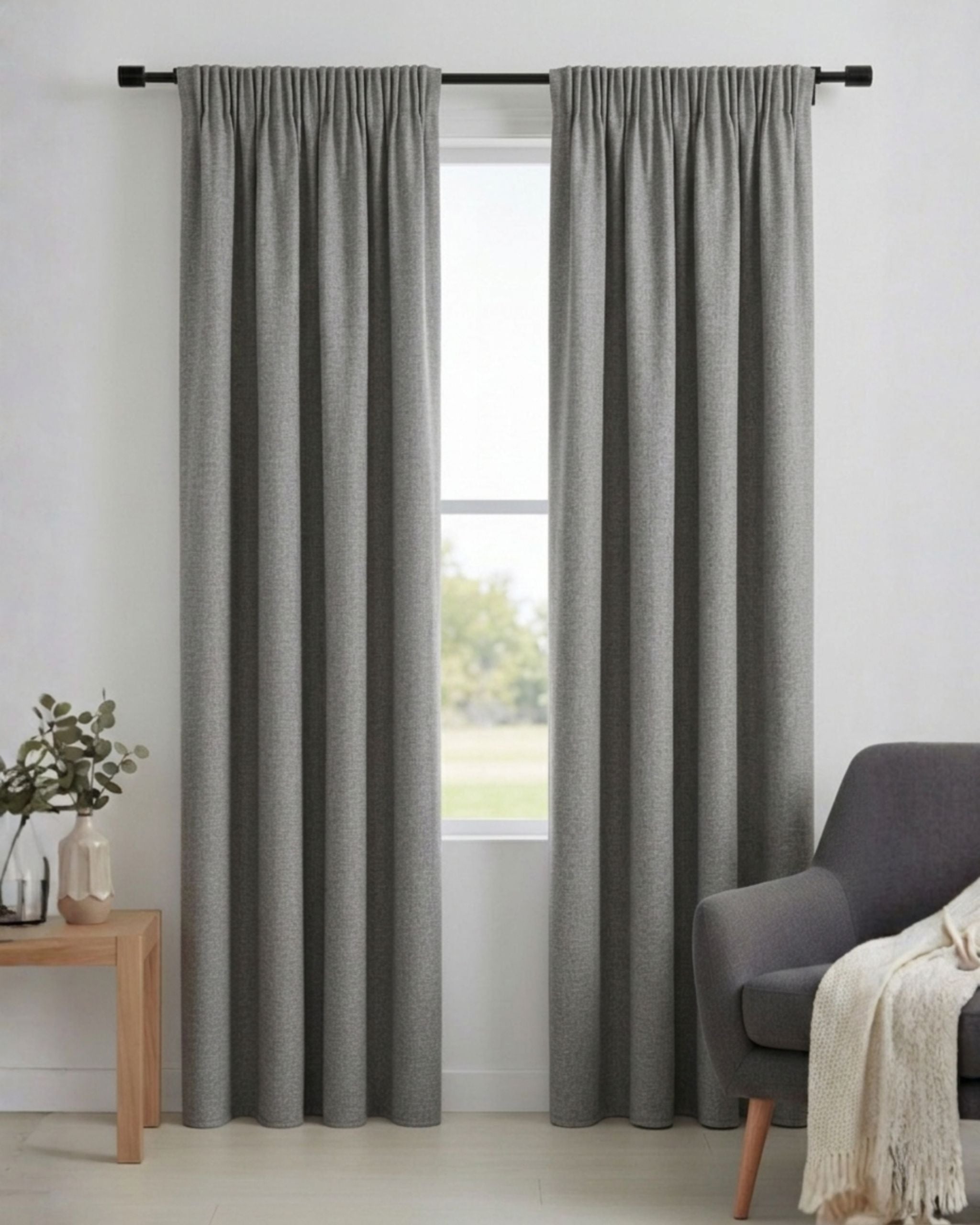 Slate Grey Linen Curtain