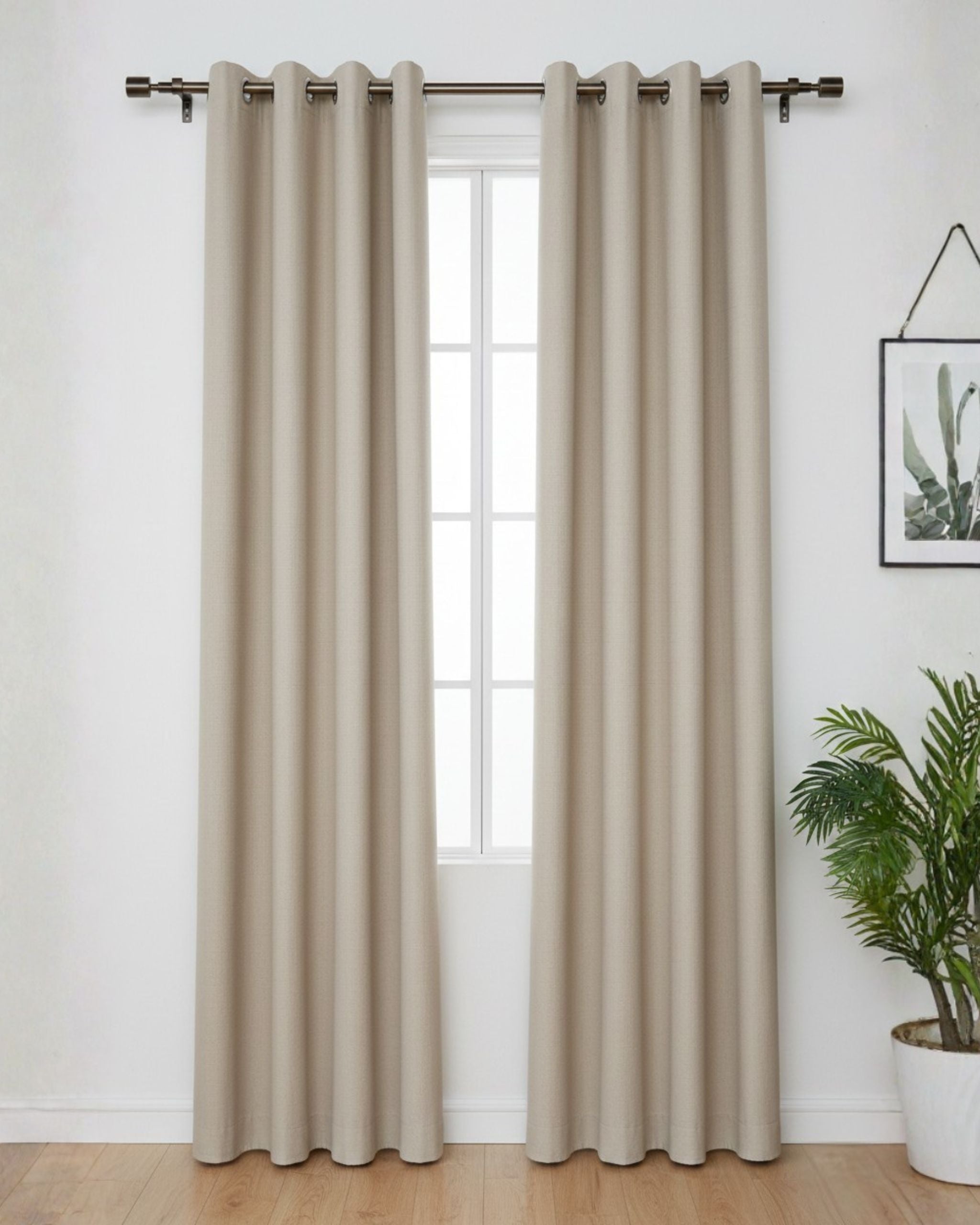 Light Brown Textured Neutral Curtain