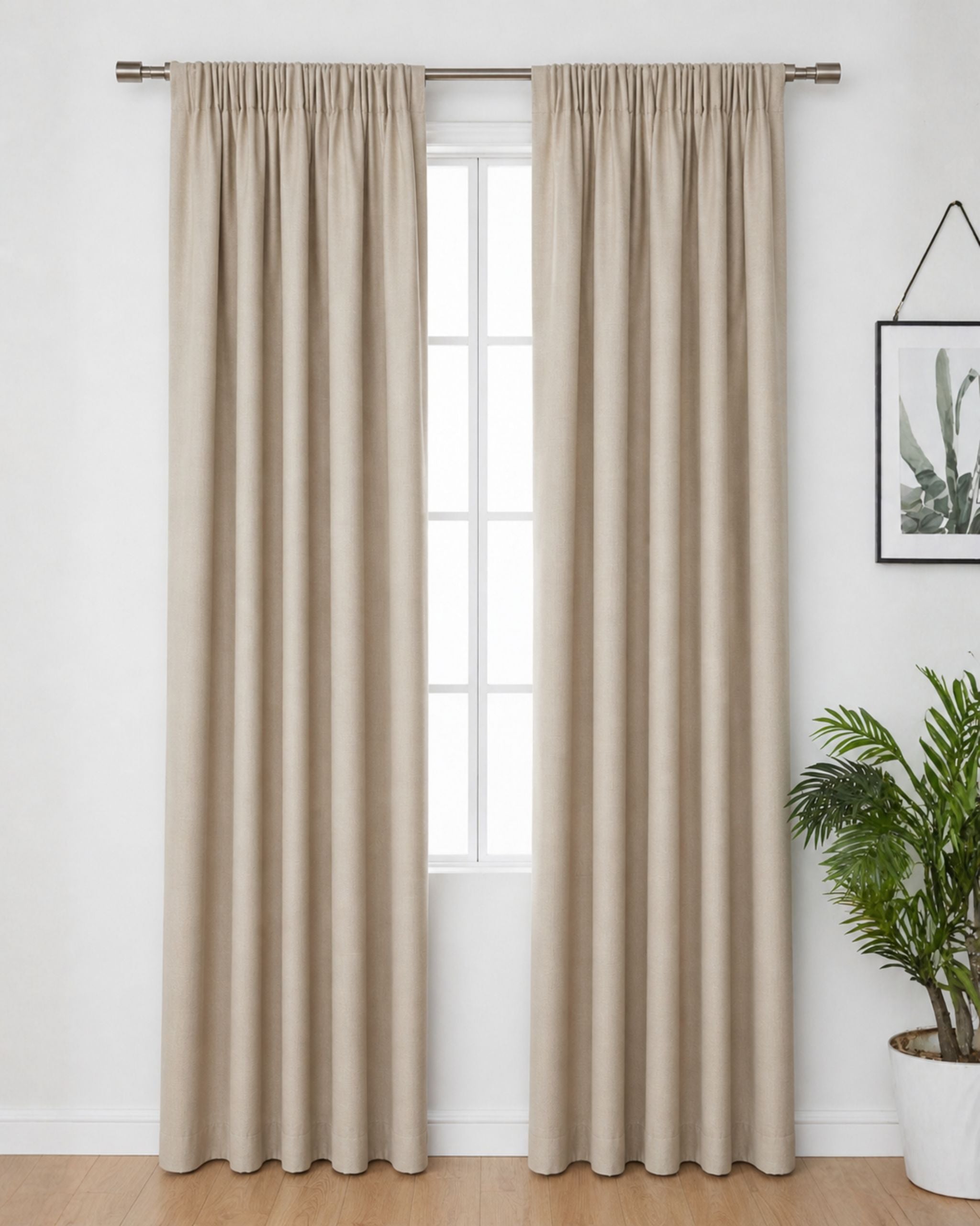 Light Brown Textured Neutral Curtain