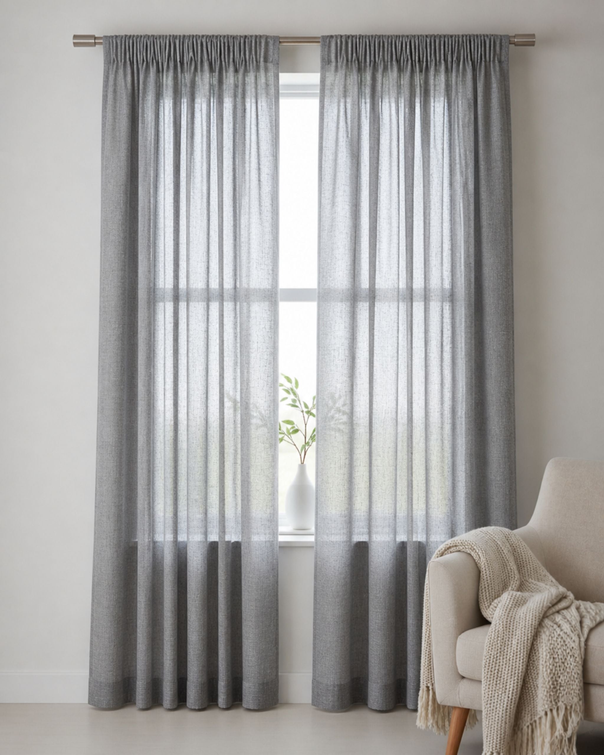 Mist Grey Loom Sheer Curtain