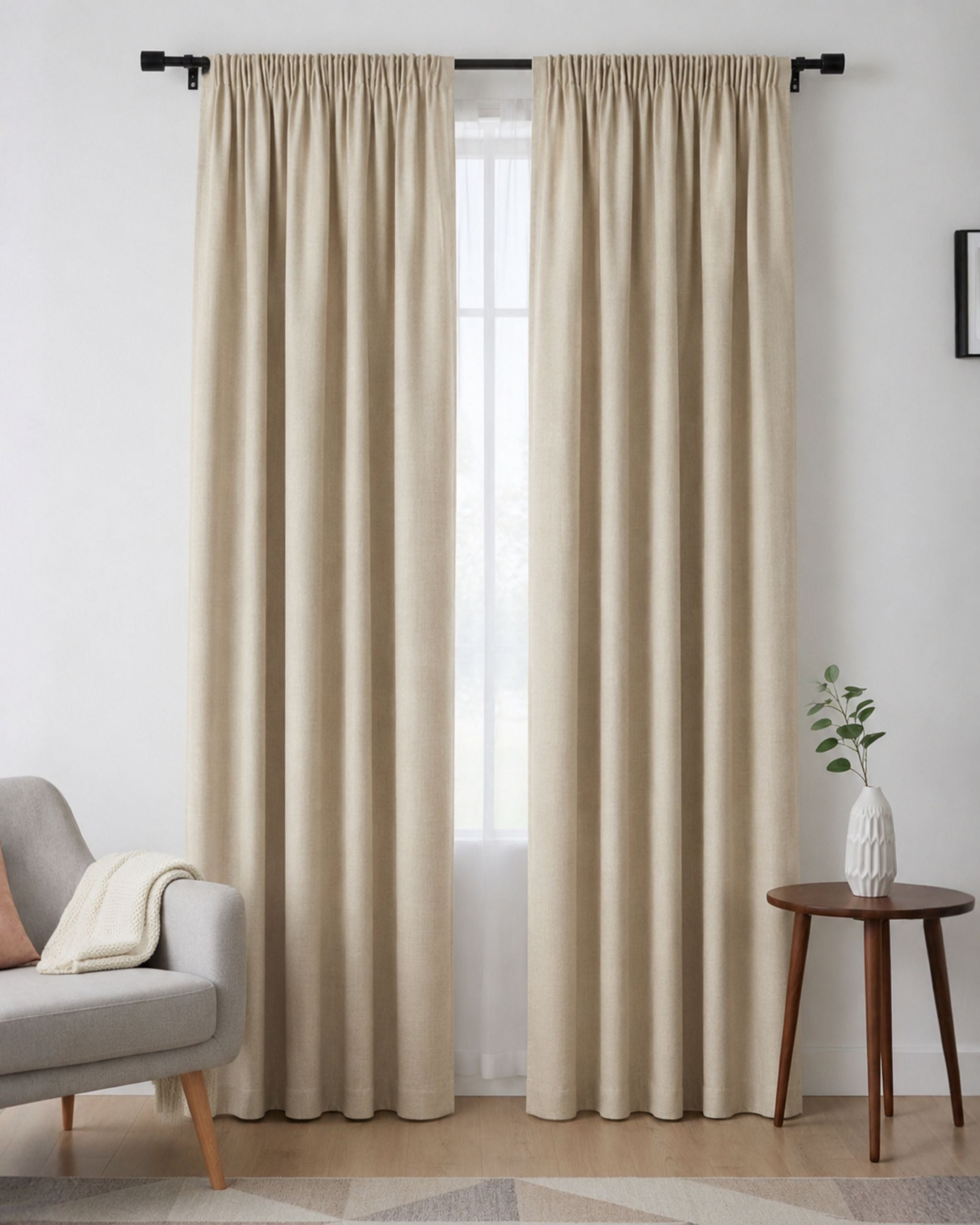 Mistline Beige Signature Weave Curtain