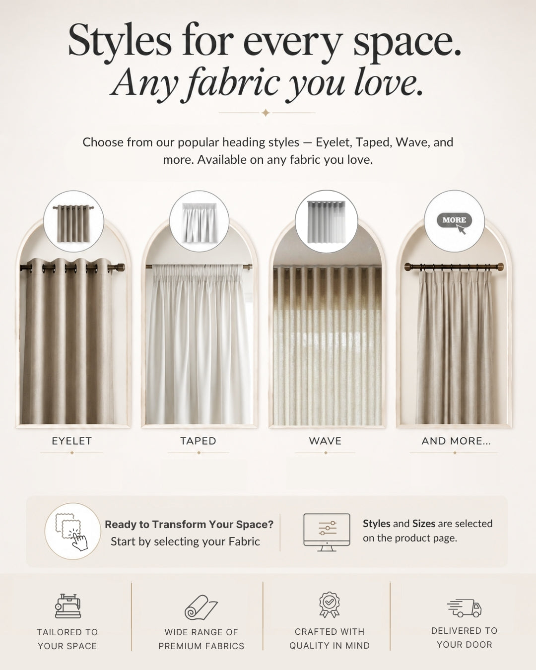 Curtain header style selection