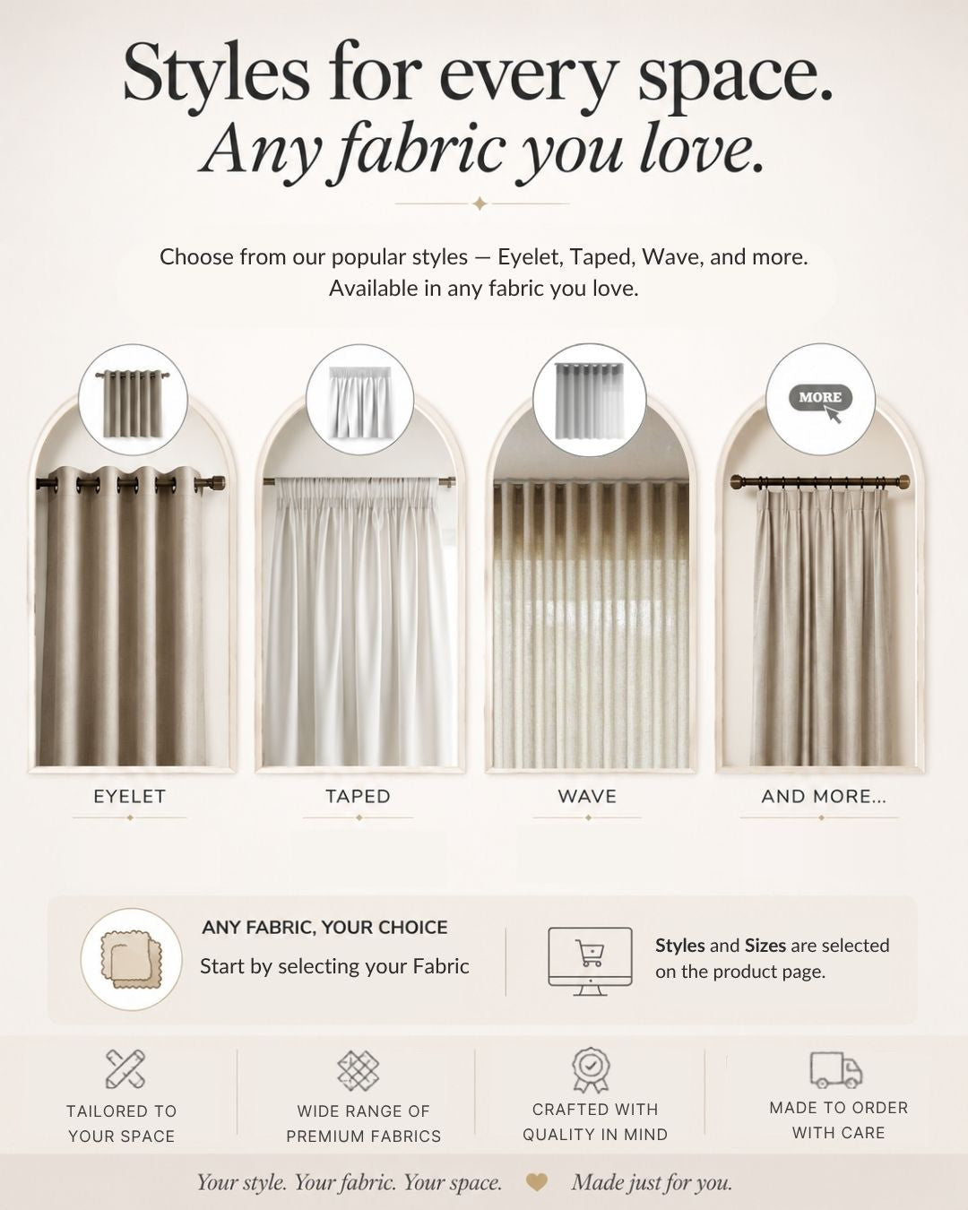 Curtain header style selection