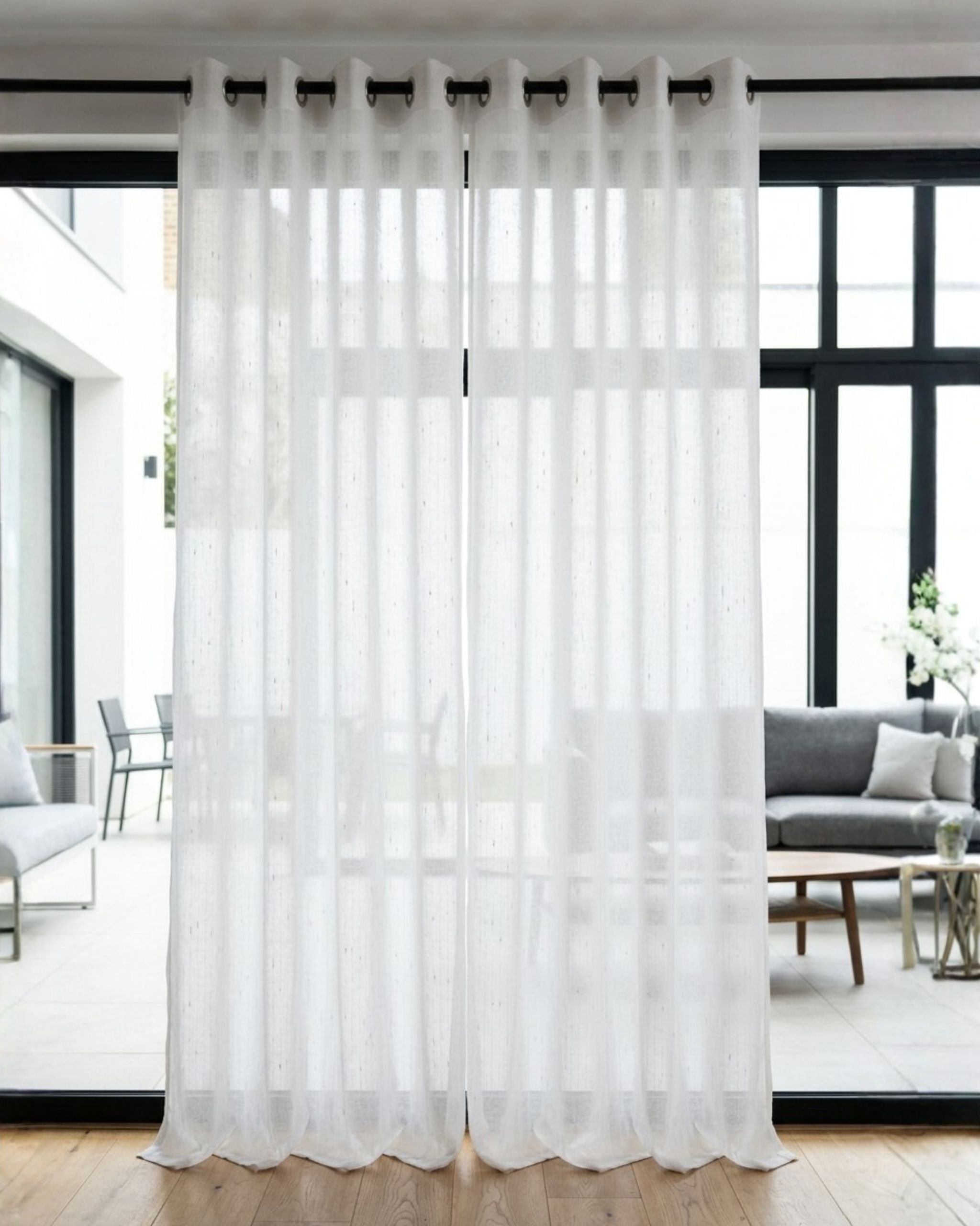 Pure White Fleck Sheer Curtain