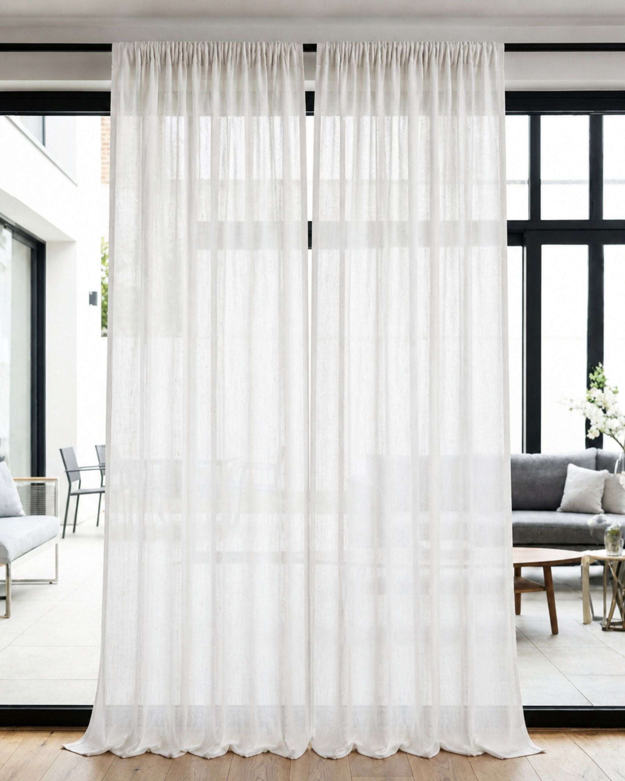 Pure White Fleck Sheer Curtain