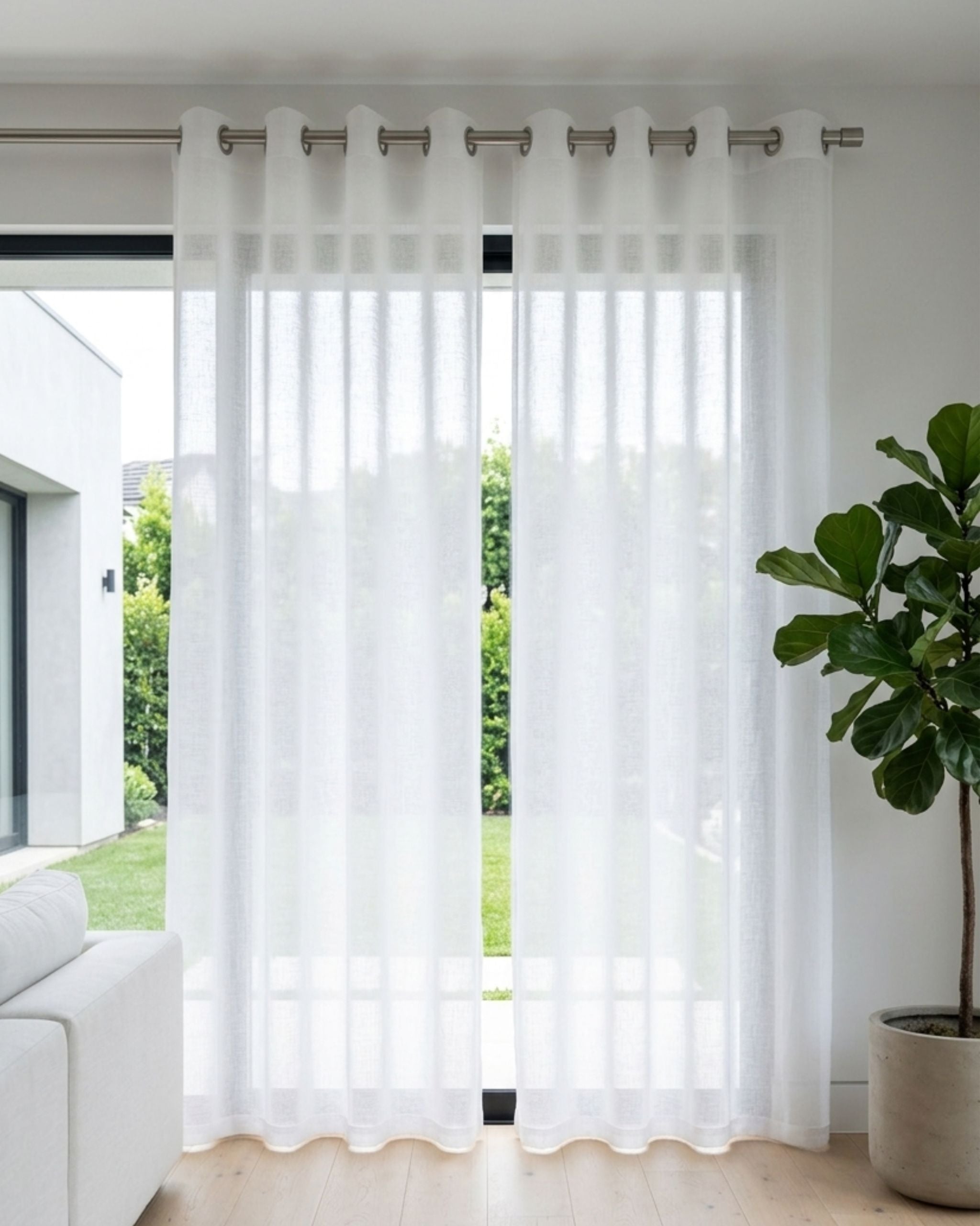 Pure White Loom Sheer Curtain
