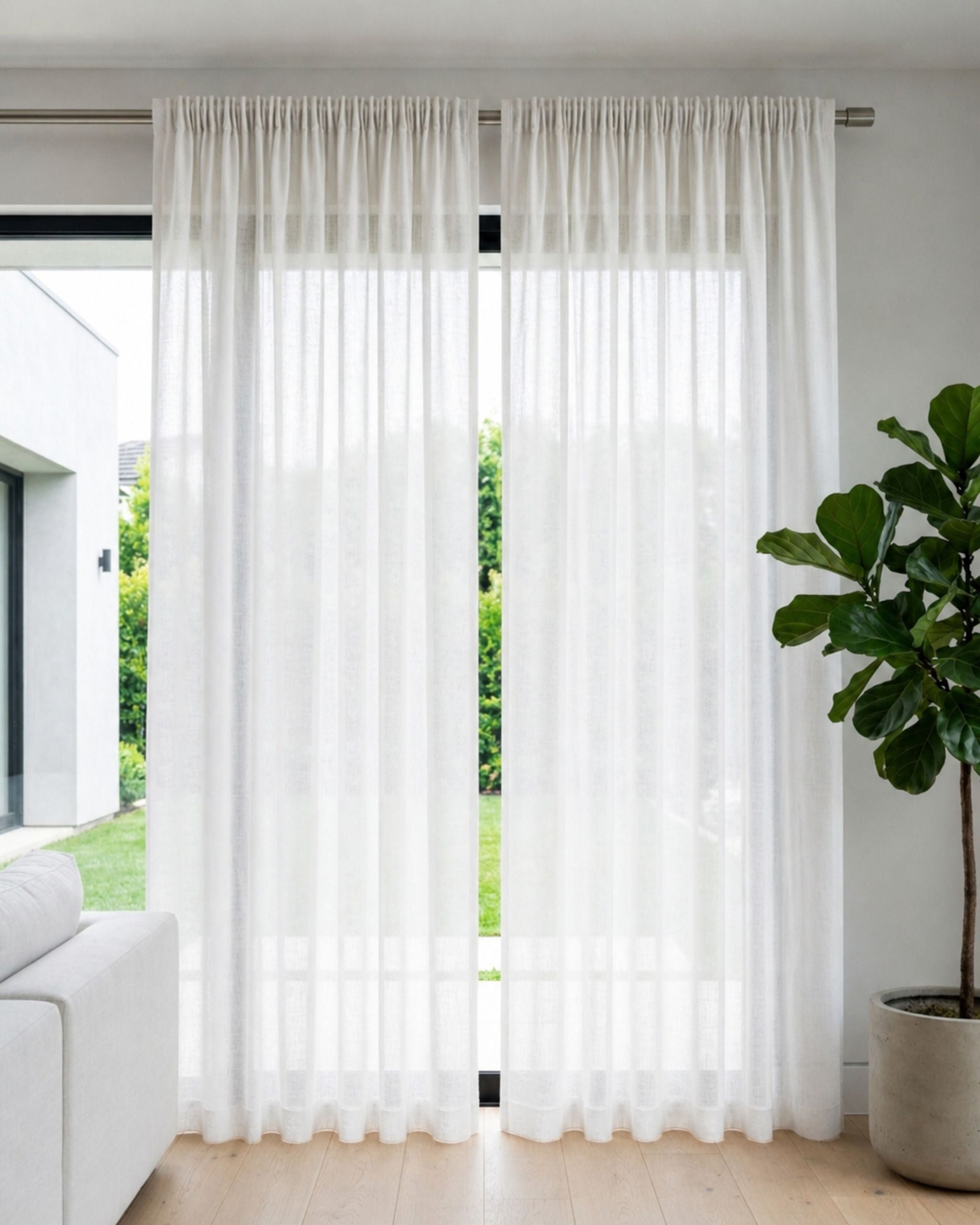 Pure White Loom Sheer Curtain