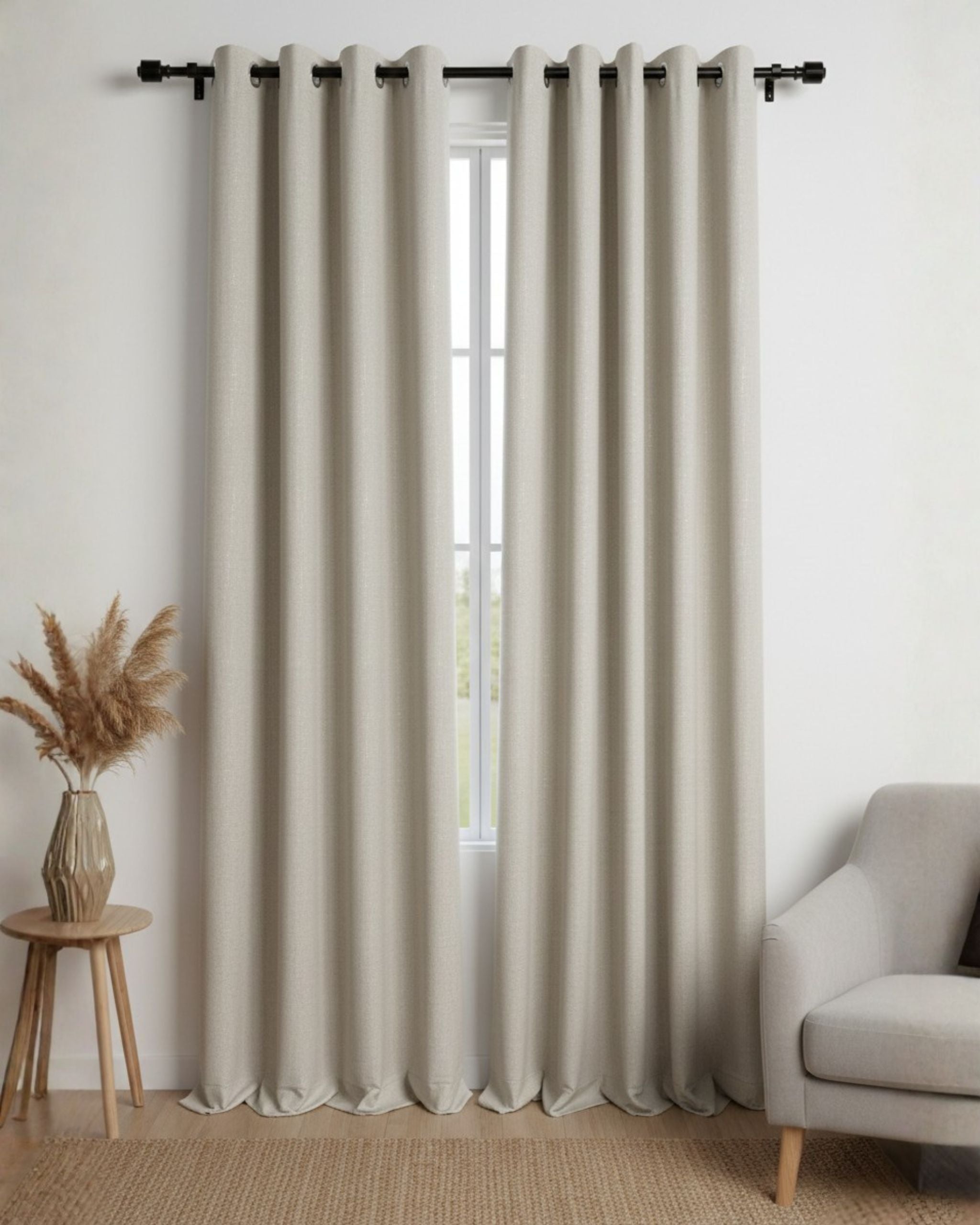 Silver-Thread Beige Signature Weave Curtain
