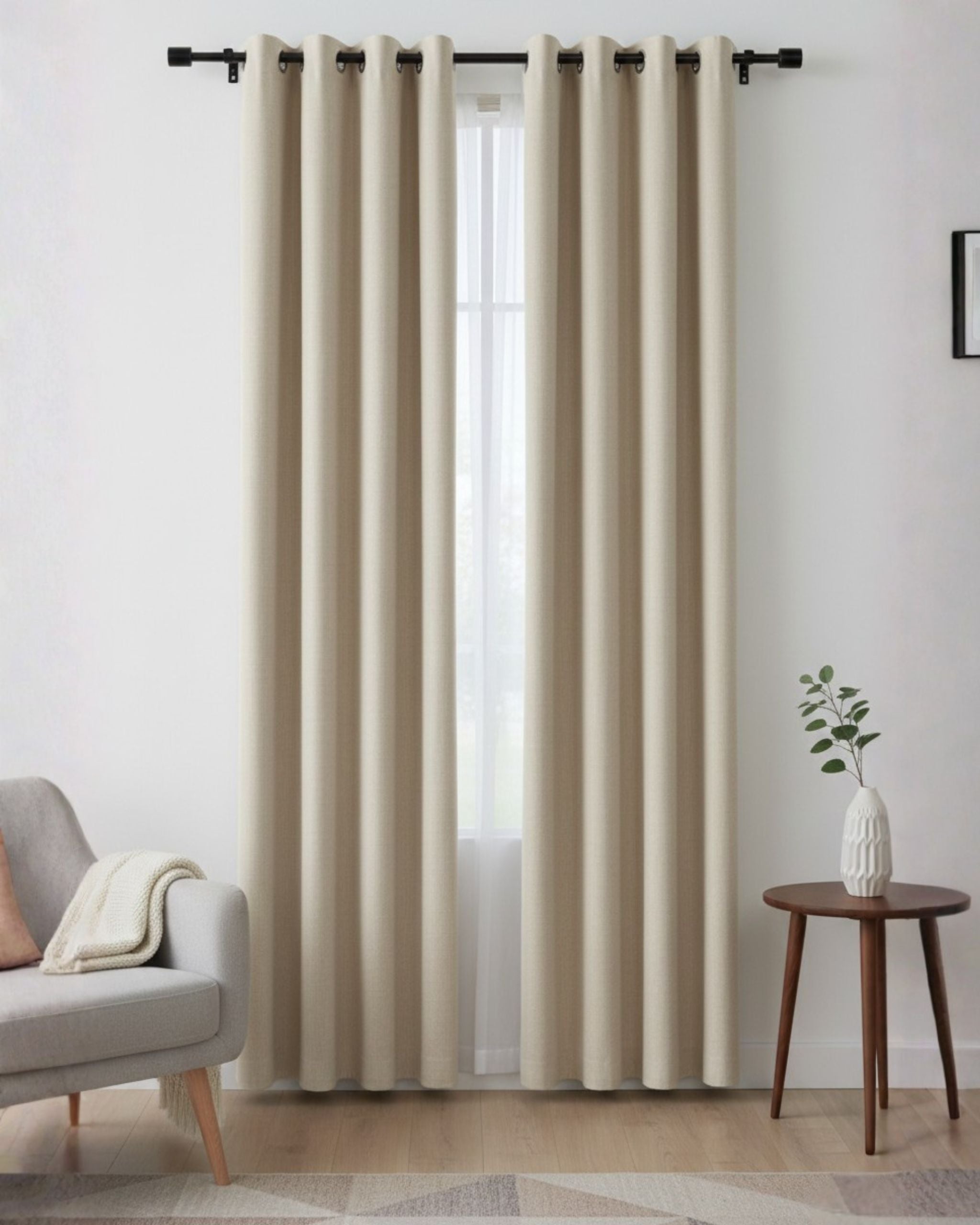 Silver-Thread Beige Signature Weave Curtain