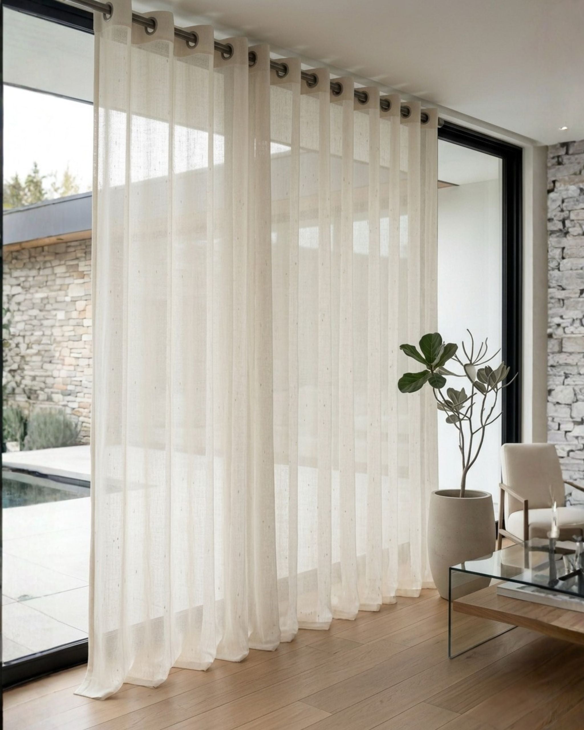 Soft Cream Fleck Sheer Curtain