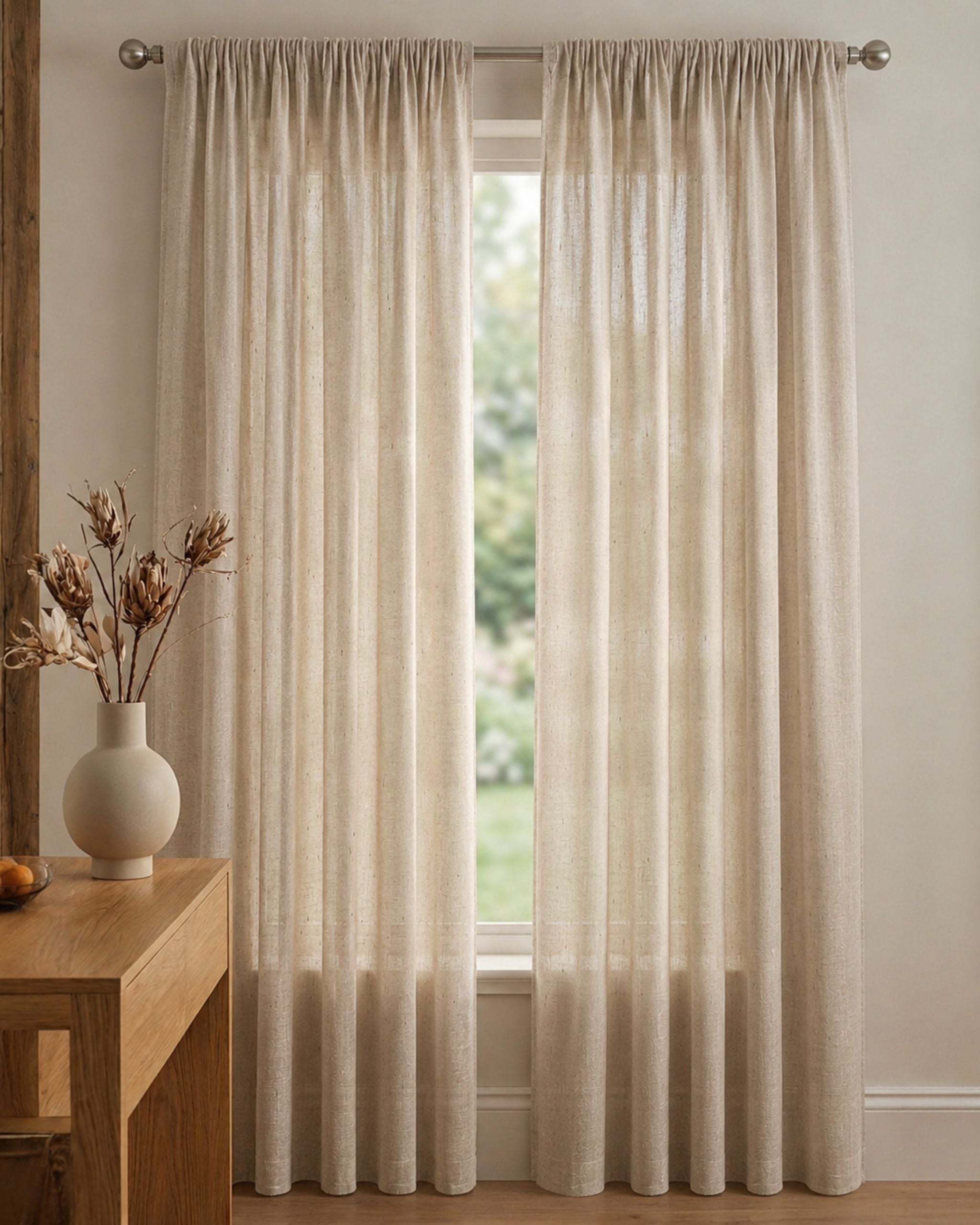 Warm Sand Fleck Sheer Curtain