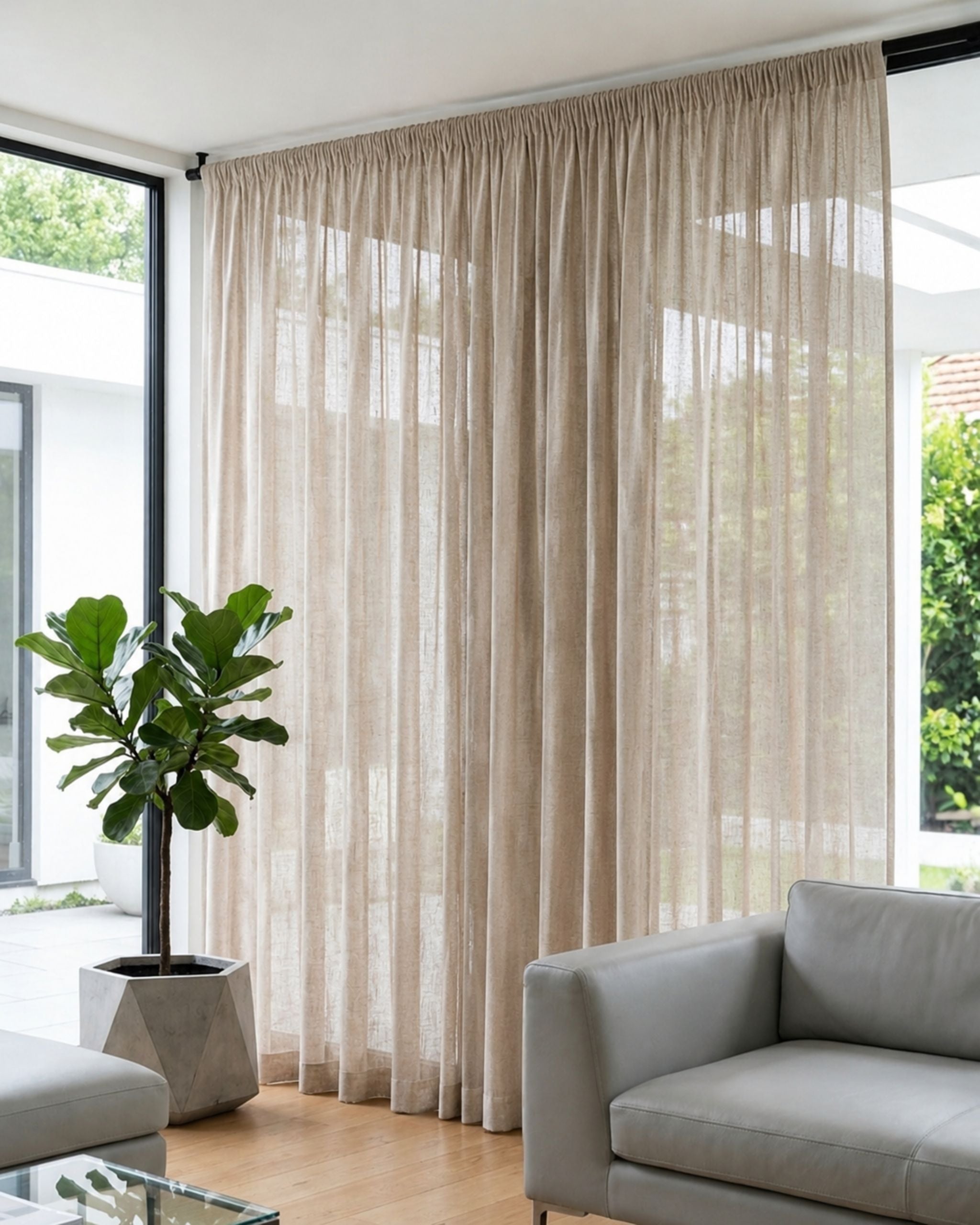 Warm Sand Loom Sheer Curtain