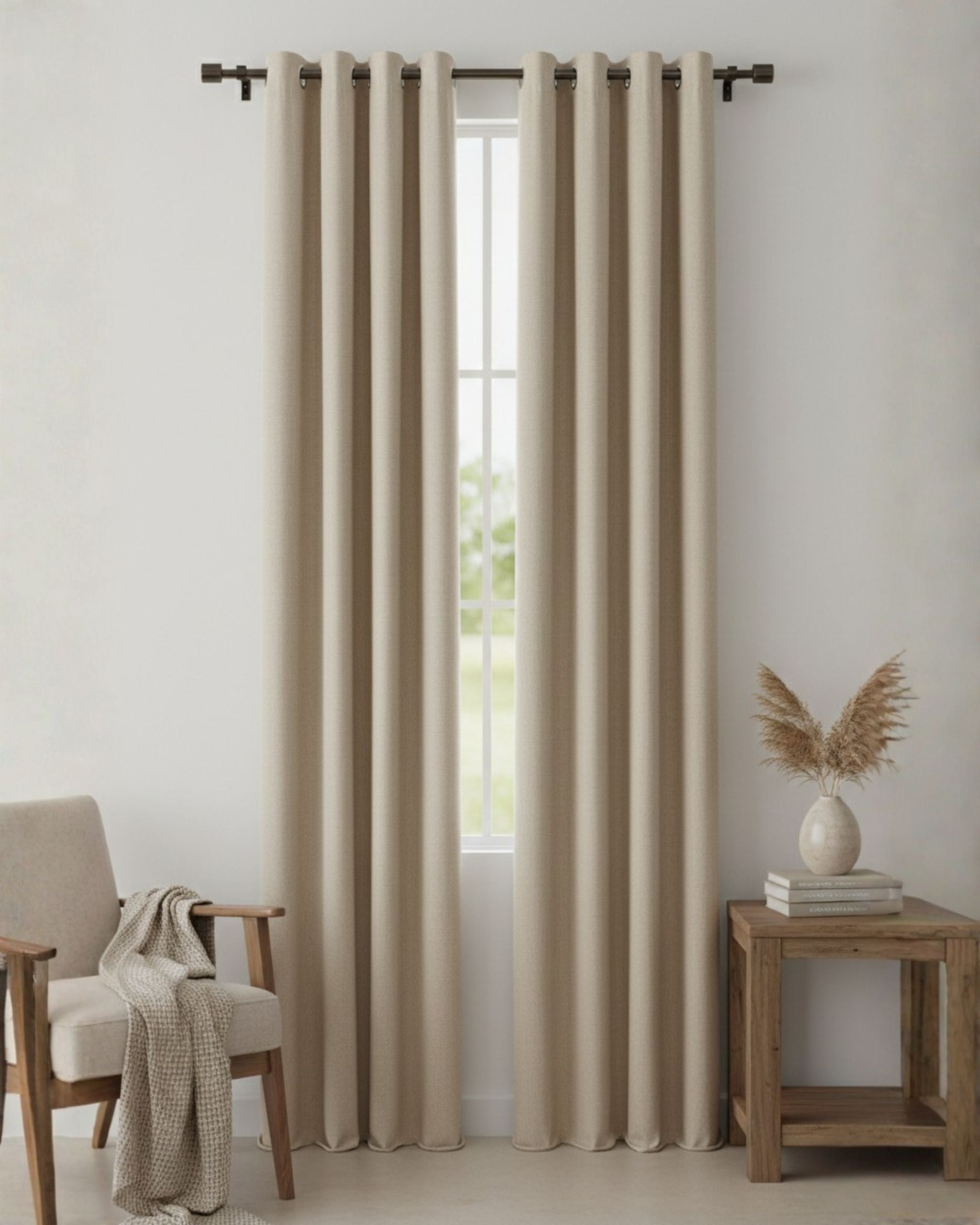 Beige Signature Weave Curtain